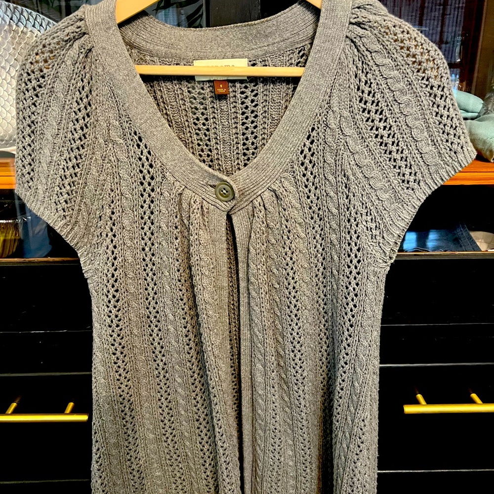 Sonoma Brand Loose Knit Short Sleeve Open Front Cardigan